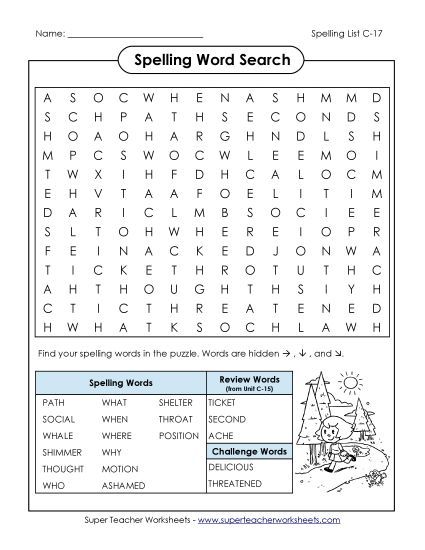 Worksheets - Word Search (C-17) (Printable PDF Worksheet)