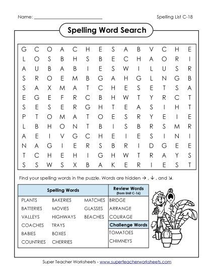 Worksheets - Word Search (C-18) (Printable PDF Worksheet)