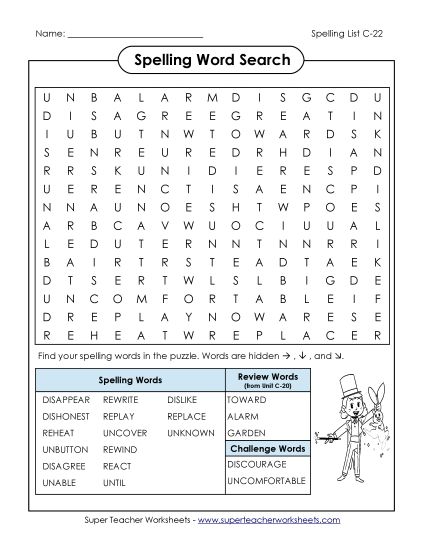 Worksheets - Word Search (C-22) (Printable PDF Worksheet)