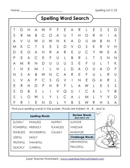 Worksheets - Word Search (C-23) (Printable PDF Worksheet)