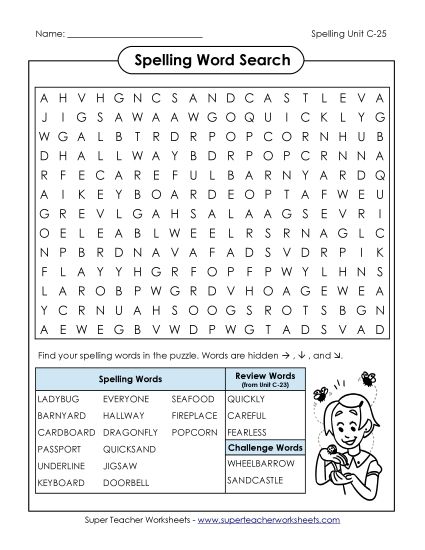 Worksheets - Word Search (C-25) (Printable PDF Worksheet)