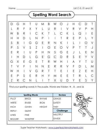 Worksheets - Word Search (C-3) (Printable PDF Worksheet)