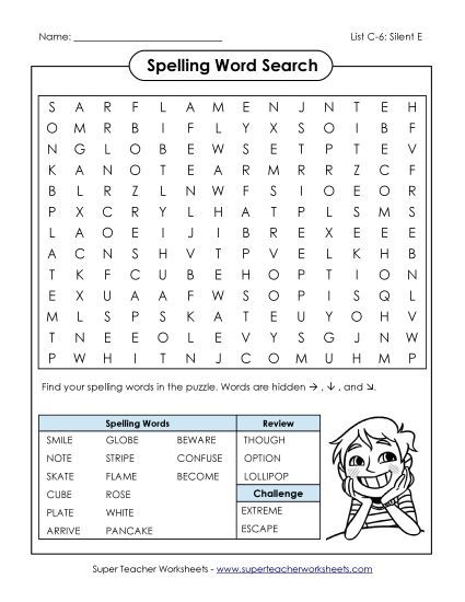 Worksheets - Word Search (C-6) (Printable PDF Worksheet)
