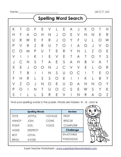 Worksheets - Word Search (C-7) (Printable PDF Worksheet)