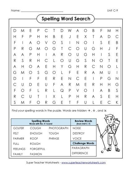 Worksheets - Word Search (C-9) (Printable PDF Worksheet)