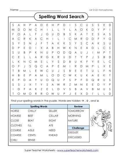 Worksheets - Word Search (D-22) (Printable PDF Worksheet)
