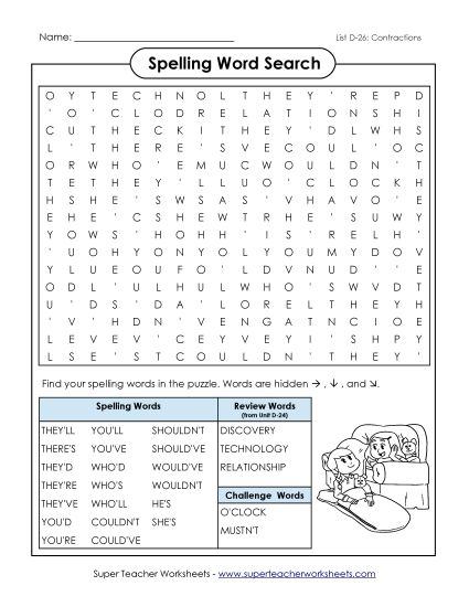 Worksheets - Word Search (D-26) (Printable PDF Worksheet)