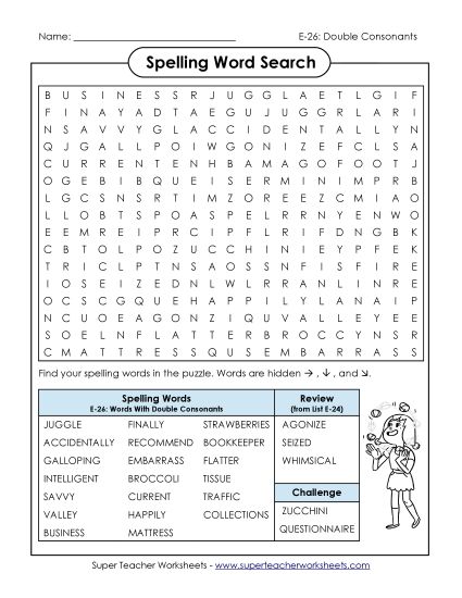 Printable Worksheets - Word Search (E-26) (Printable PDF Worksheet)