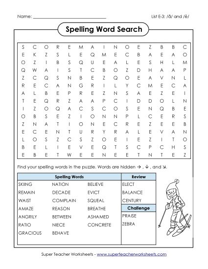 Worksheets and Puzzles - Word Search (E-3) (Printable PDF Worksheet)