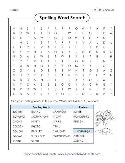 Printable Worksheets - Word Search (E-4) (Printable PDF Worksheet)