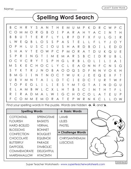 Worksheets and Puzzles - Word Search (Easter)  (Printable PDF Worksheet)