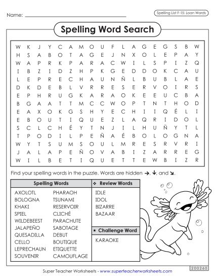 Worksheets and Puzzles - Word Search (F-15) (Printable PDF Worksheet)