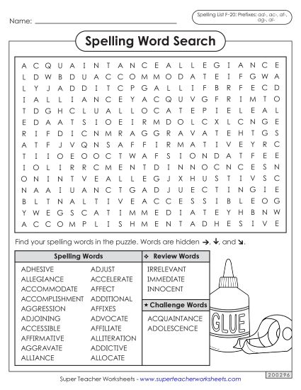 Worksheets and Puzzles - Word Search (F-20) (Printable PDF Worksheet)