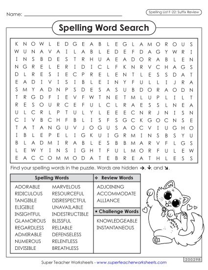 Worksheets and Puzzles - Word Search (F-22)  (Printable PDF Worksheet)