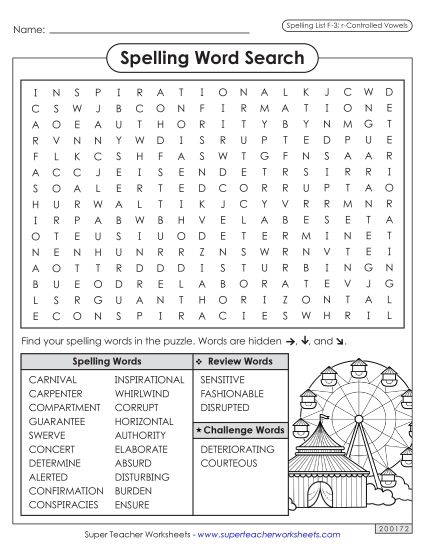 Worksheets and Puzzles - Word Search (F-3)  (Printable PDF Worksheet)