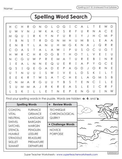 Worksheets and Puzzles - Word Search (F-8) (Printable PDF Worksheet)
