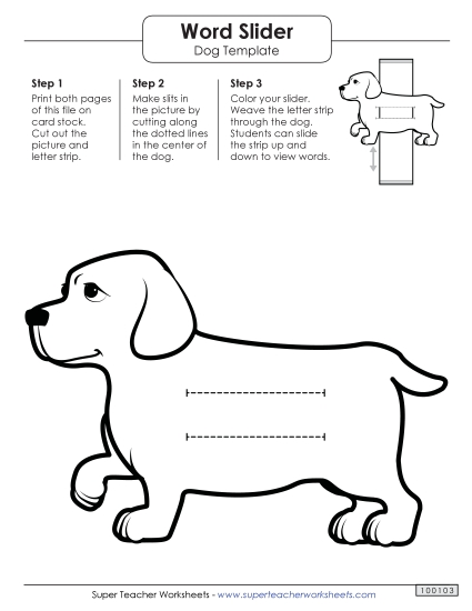 Word Sliders - Word Slider: Dog (Middle - Full Words) (Printable PDF Worksheet)