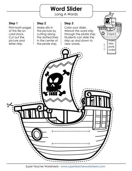 Word Wheels, Flashcards, and Sliders - Word Slider - Long A (Printable PDF Worksheet)