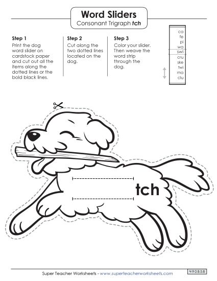 Flashcards, Sliders, and Word Wheels - Word Slider (-tch Words) (Printable PDF Worksheet)