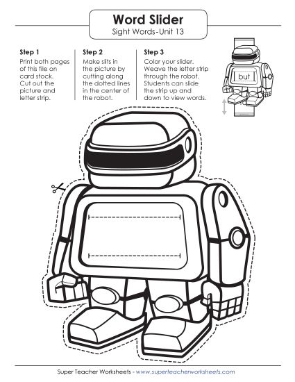 Reading Practice Tools - Word Slider (Unit 13) (Printable PDF Worksheet)
