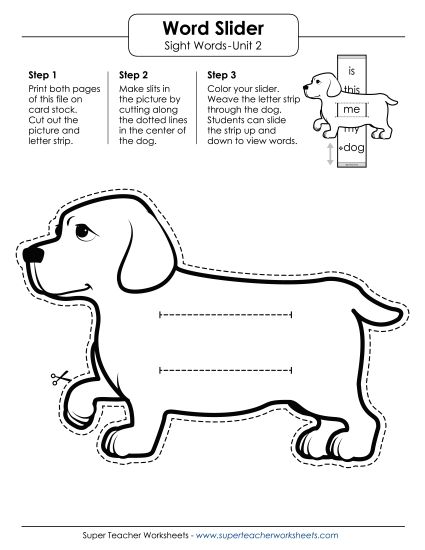 Reading Practice Tools - Word Slider (Unit 2) (Printable PDF Worksheet)