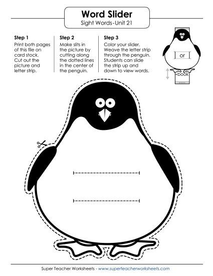 Reading Practice Tools - Word Slider (Unit 21) (Printable PDF Worksheet)