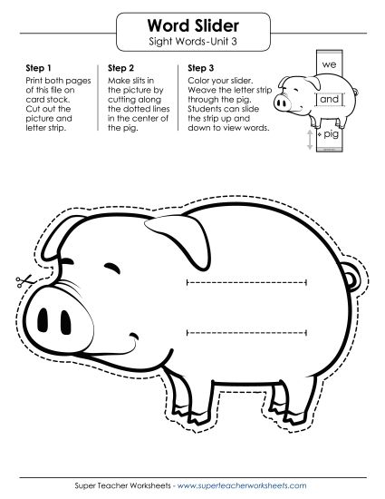 Reading Practice Tools - Word Slider (Unit 3) (Printable PDF Worksheet)