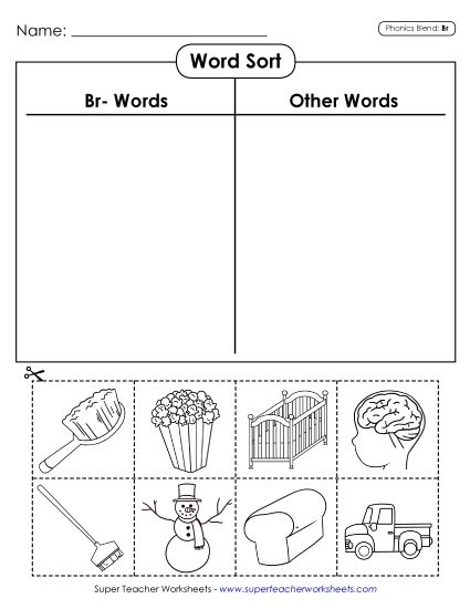 Cut and Glue Activities - Word Sort (Cut and Glue) (Printable PDF Worksheet)