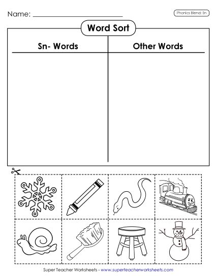 Cut and Glue Activities - Word Sort (Cut and Glue)  (Printable PDF Worksheet)
