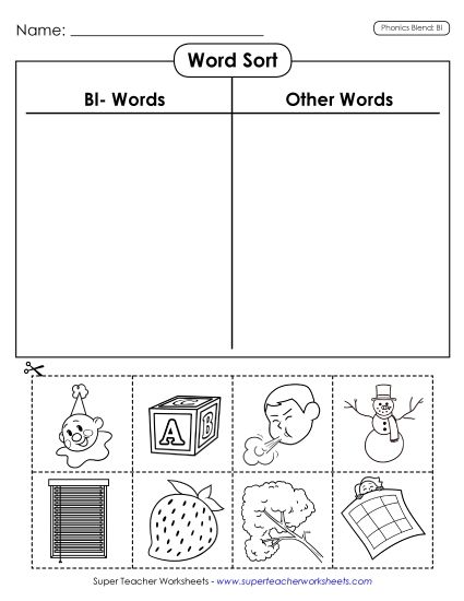 Cut and Glue Activities - Word Sort (Cut and Glue)  (Printable PDF Worksheet)
