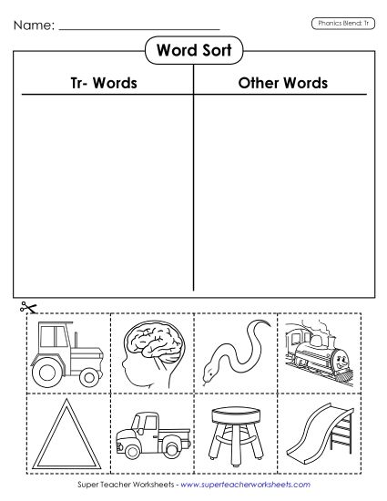 Cut and Glue Activities - Word Sort (Cut and Glue) (Printable PDF Worksheet)