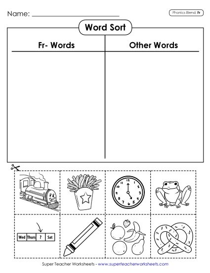 Cut and Glue Activities - Word Sort (Cut and Glue) (Printable PDF Worksheet)