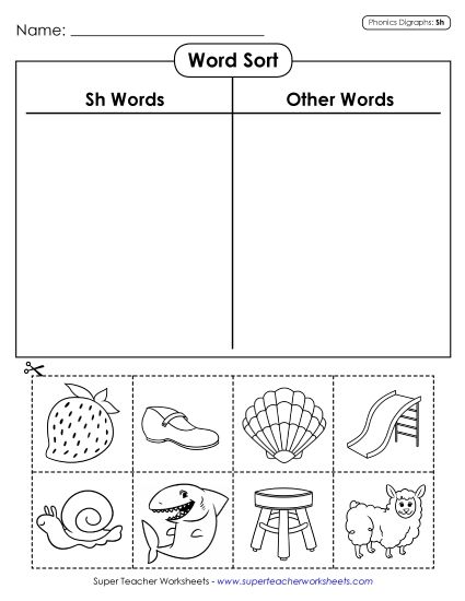 Cut and Glue Activities - Word Sort (Cut and Glue) (Printable PDF Worksheet)
