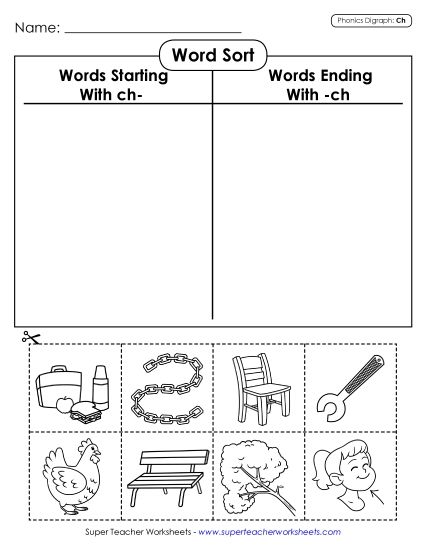 Cut and Glue Activities - Word Sort (Cut and Glue) (Printable PDF Worksheet)