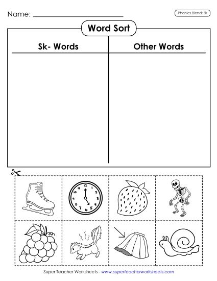 Cut and Glue Activities - Word Sort (Cut-and-Glue) (Printable PDF Worksheet)