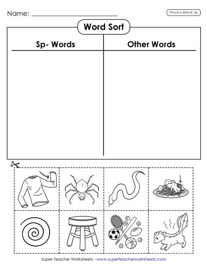 Cut and Glue Activities - Word Sort (Cut-and-Glue) (Printable PDF Worksheet)