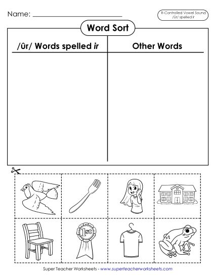 Worksheets - Word Sort (Cut and Glue) (Printable PDF Worksheet)