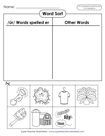 Worksheets - Word Sort (Cut and Glue) (Printable PDF Worksheet)