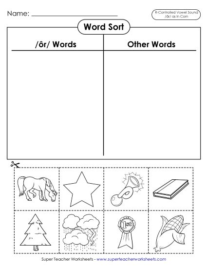 Worksheets - Word Sort (Cut and Glue) (Printable PDF Worksheet)