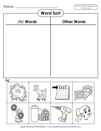 Worksheets - Word Sort (Cut and Glue) (Printable PDF Worksheet)