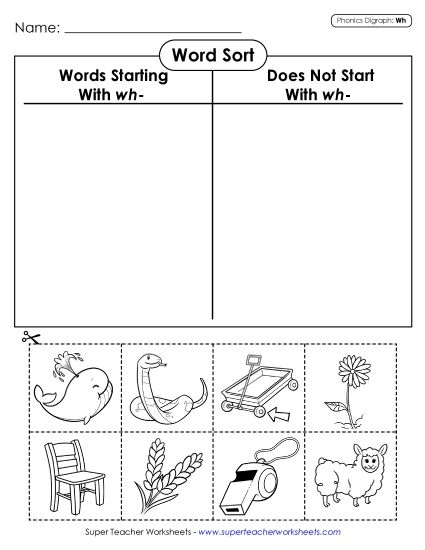 Cut and Glue Activities - Word Sort (Cut and Glue) (Printable PDF Worksheet)