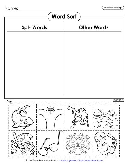 Cut-and-Glue Activities - Word Sort (Spl- Words) (Printable PDF Worksheet)