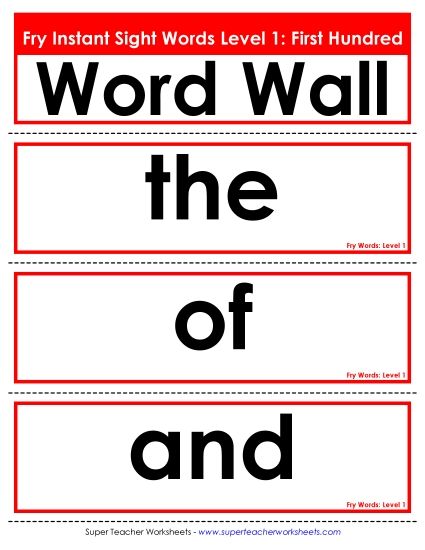 Level 1: First Hundred - Word Wall: Level 1 (Printable PDF Worksheet)