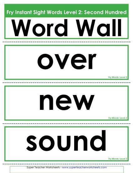 Level 2: Second Hundred - Word Wall: Level 2 (Printable PDF Worksheet)