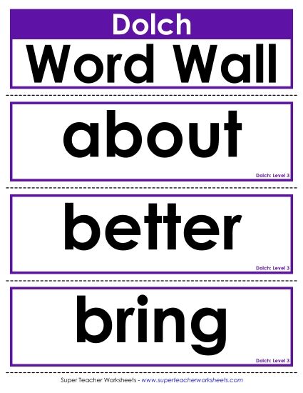 Level 3 - Word Wall: Level 3 (Printable PDF Worksheet)
