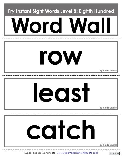 Level 8: Eighth Hundred - Word Wall: Level 8 (Printable PDF Worksheet)