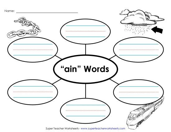Worksheets - Word Web (-ain) (Printable PDF Worksheet)