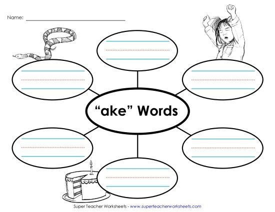 Worksheets - Word Web (-ake) (Printable PDF Worksheet)