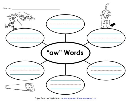 Worksheets - Word Web (-aw) (Printable PDF Worksheet)