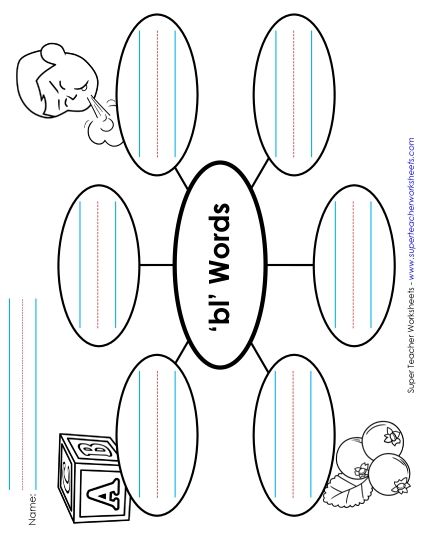 Worksheets - Word Web (Bl- Words)  (Printable PDF Worksheet)